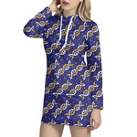 White And Yellow DNA Pattern Print Hoodie Dress