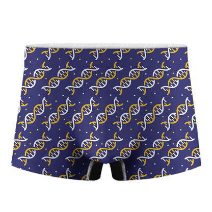 White And Yellow DNA Pattern Print Men's Boxer Briefs