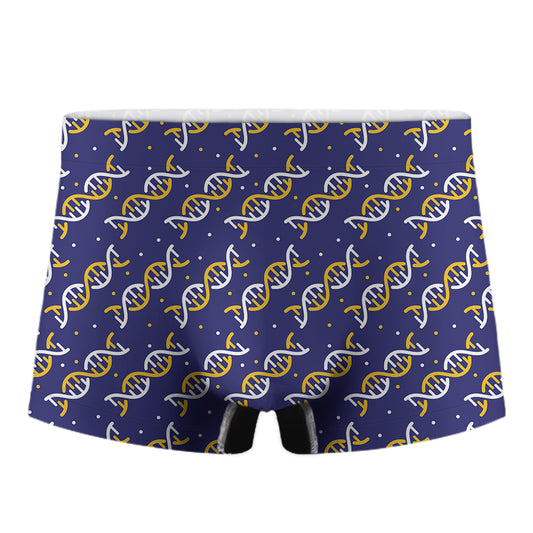White And Yellow DNA Pattern Print Men's Boxer Briefs