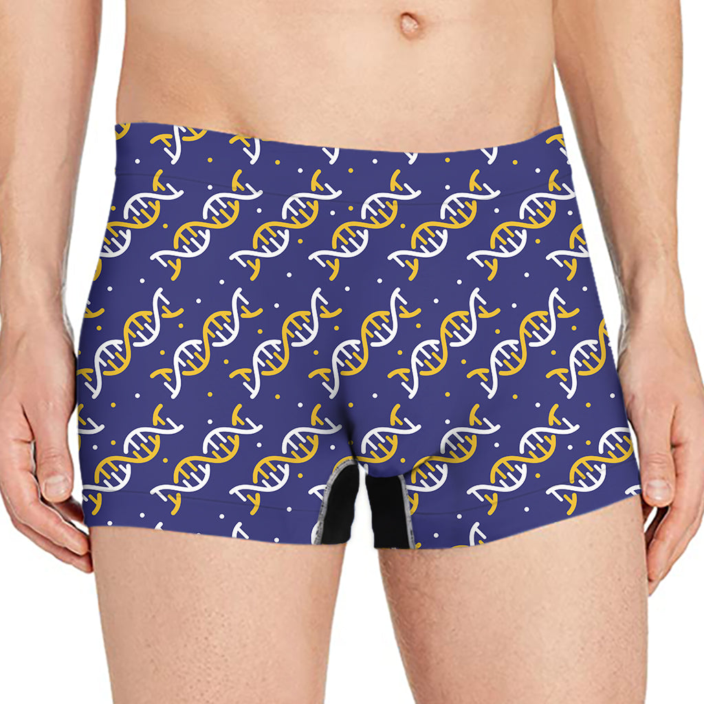 White And Yellow DNA Pattern Print Men's Boxer Briefs