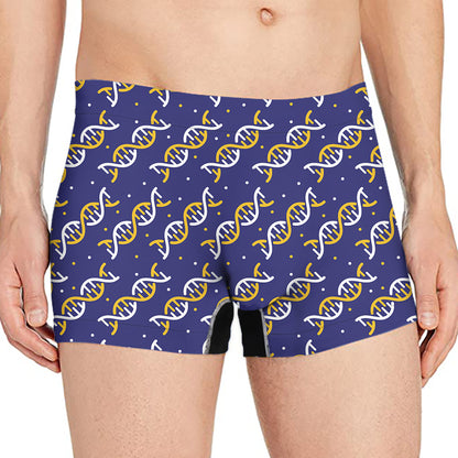 White And Yellow DNA Pattern Print Men's Boxer Briefs