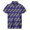 White And Yellow DNA Pattern Print Men's Short Sleeve Shirt