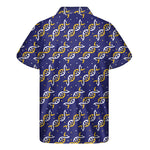 White And Yellow DNA Pattern Print Men's Short Sleeve Shirt
