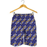 White And Yellow DNA Pattern Print Men's Shorts