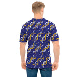 White And Yellow DNA Pattern Print Men's T-Shirt