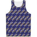 White And Yellow DNA Pattern Print Men's Tank Top