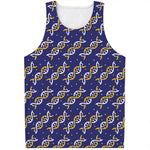 White And Yellow DNA Pattern Print Men's Tank Top