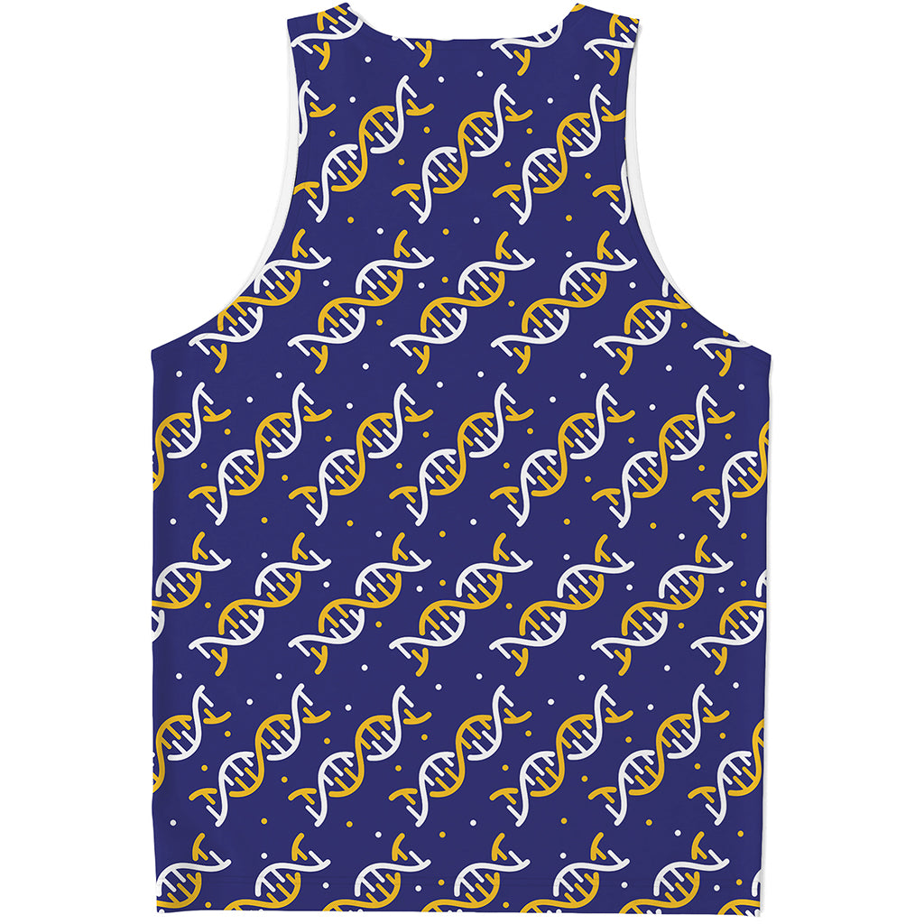 White And Yellow DNA Pattern Print Men's Tank Top