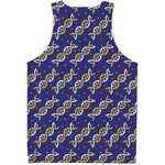 White And Yellow DNA Pattern Print Men's Tank Top