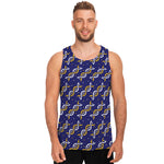 White And Yellow DNA Pattern Print Men's Tank Top
