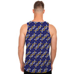 White And Yellow DNA Pattern Print Men's Tank Top