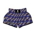 White And Yellow DNA Pattern Print Muay Thai Boxing Shorts