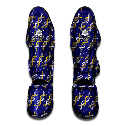 White And Yellow DNA Pattern Print Muay Thai Shin Guard