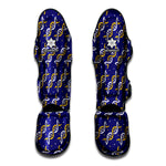 White And Yellow DNA Pattern Print Muay Thai Shin Guard