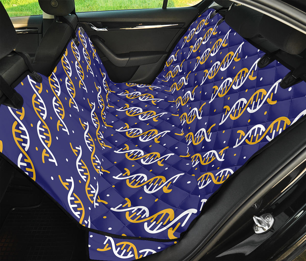 White And Yellow DNA Pattern Print Pet Car Back Seat Cover