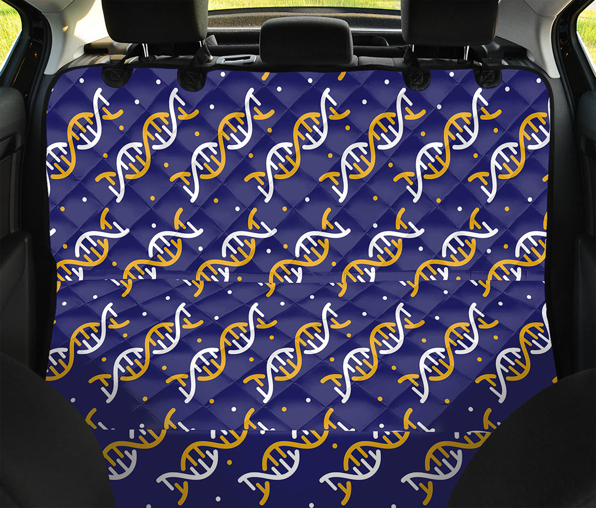 White And Yellow DNA Pattern Print Pet Car Back Seat Cover