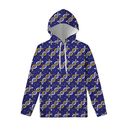 White And Yellow DNA Pattern Print Pullover Hoodie
