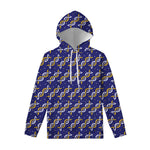 White And Yellow DNA Pattern Print Pullover Hoodie