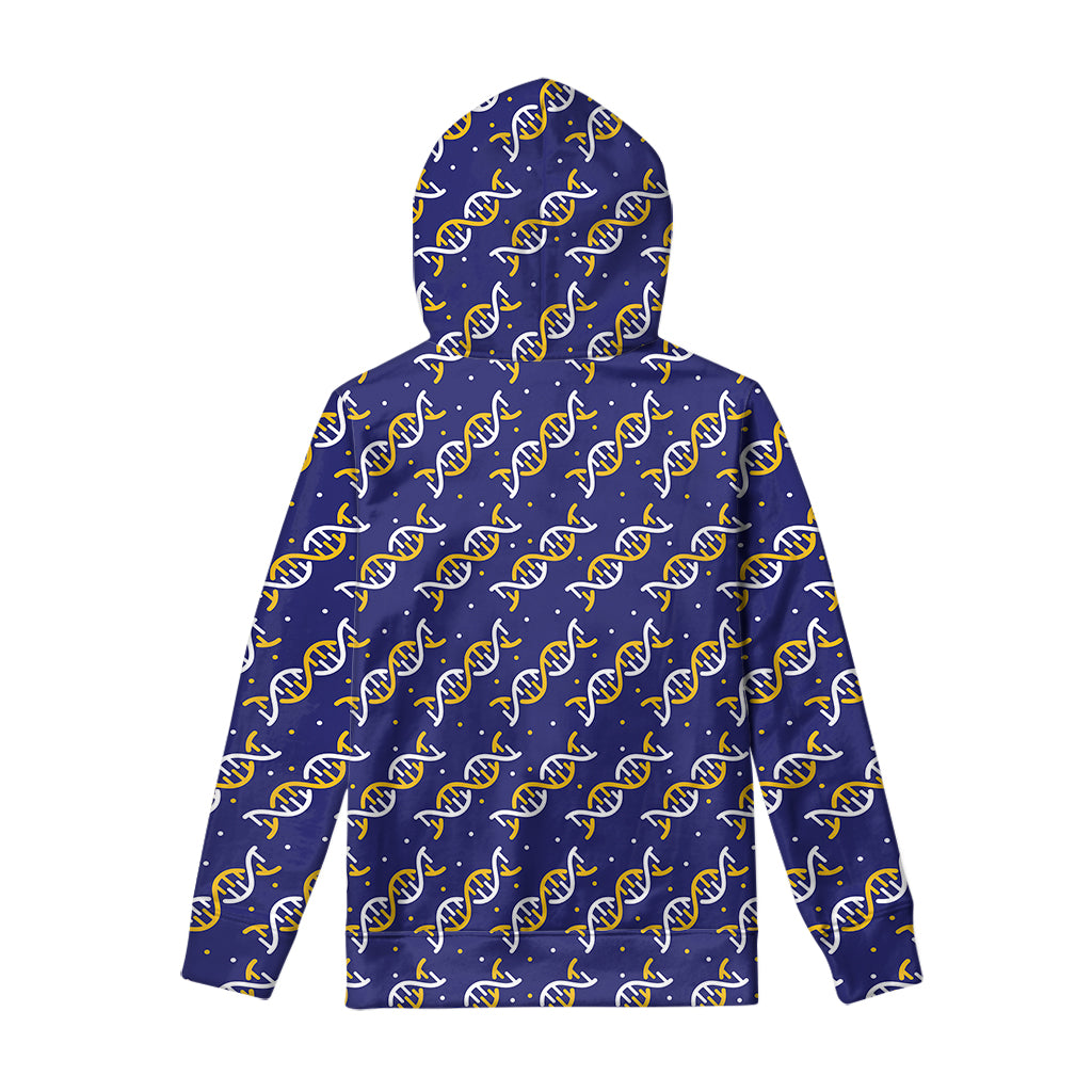 White And Yellow DNA Pattern Print Pullover Hoodie