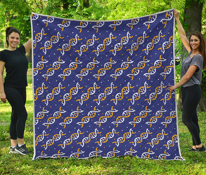 White And Yellow DNA Pattern Print Quilt
