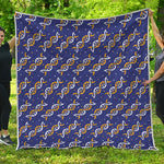 White And Yellow DNA Pattern Print Quilt