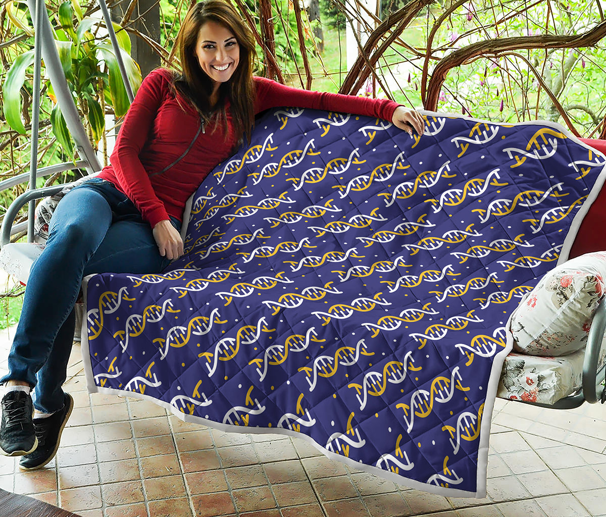 White And Yellow DNA Pattern Print Quilt