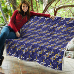 White And Yellow DNA Pattern Print Quilt