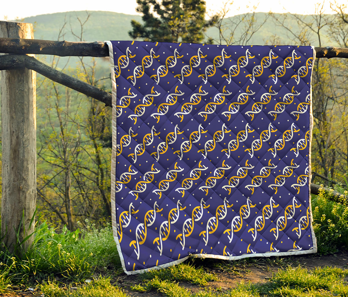White And Yellow DNA Pattern Print Quilt