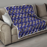 White And Yellow DNA Pattern Print Quilt