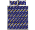 White And Yellow DNA Pattern Print Quilt Bed Set