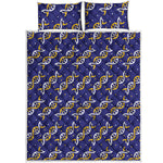 White And Yellow DNA Pattern Print Quilt Bed Set