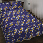 White And Yellow DNA Pattern Print Quilt Bed Set