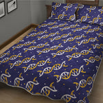 White And Yellow DNA Pattern Print Quilt Bed Set