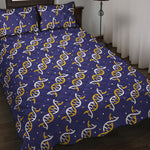 White And Yellow DNA Pattern Print Quilt Bed Set