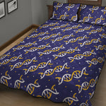 White And Yellow DNA Pattern Print Quilt Bed Set