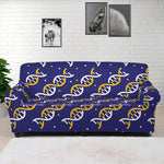 White And Yellow DNA Pattern Print Sofa Cover