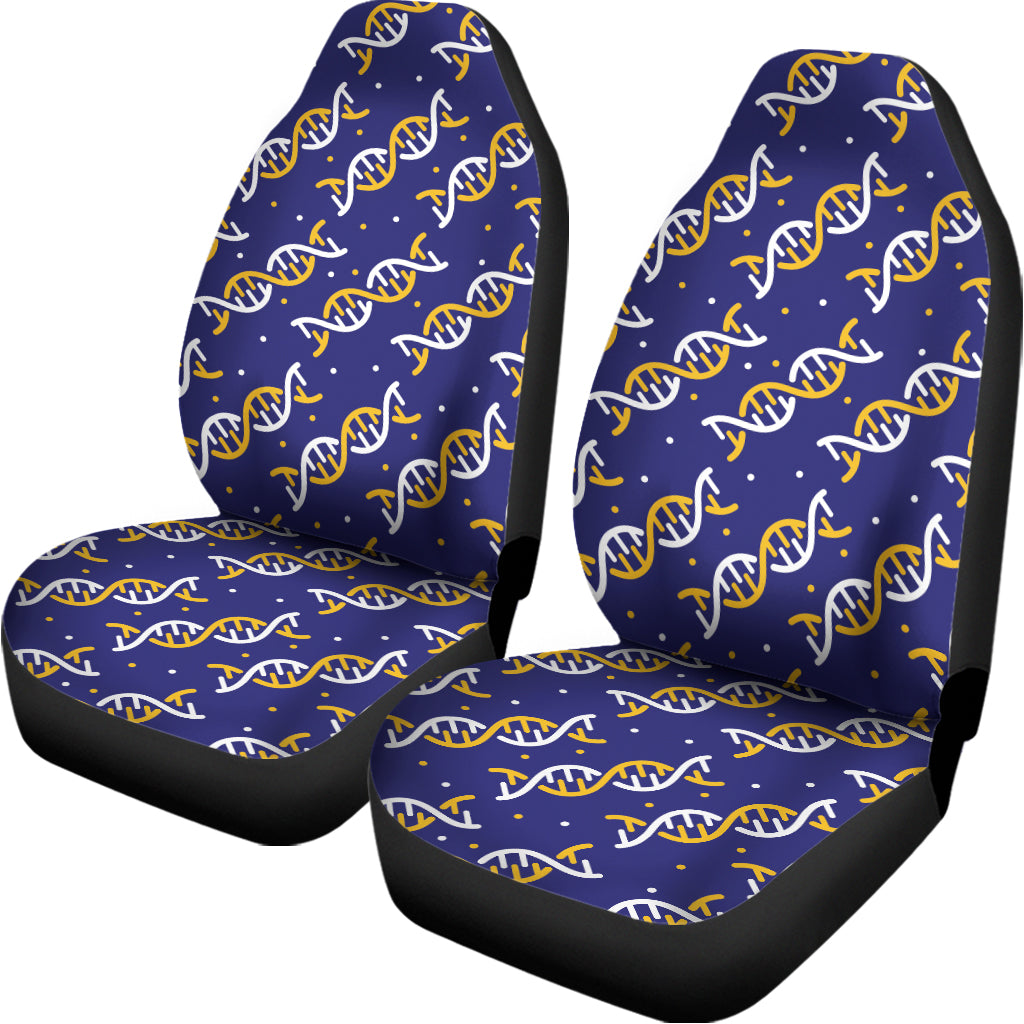 White And Yellow DNA Pattern Print Universal Fit Car Seat Covers