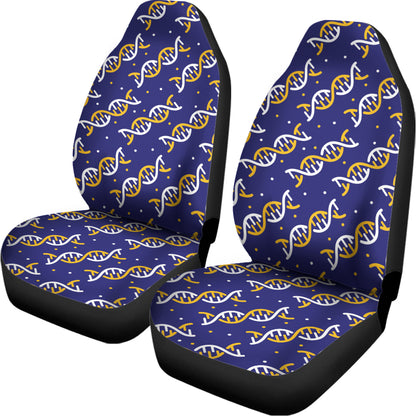 White And Yellow DNA Pattern Print Universal Fit Car Seat Covers