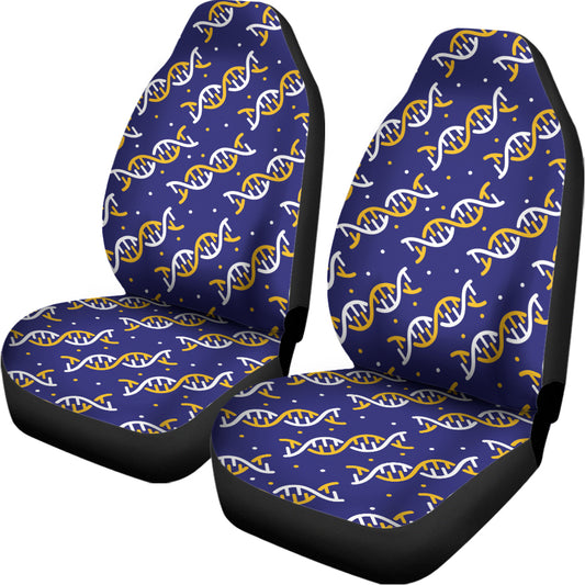 White And Yellow DNA Pattern Print Universal Fit Car Seat Covers