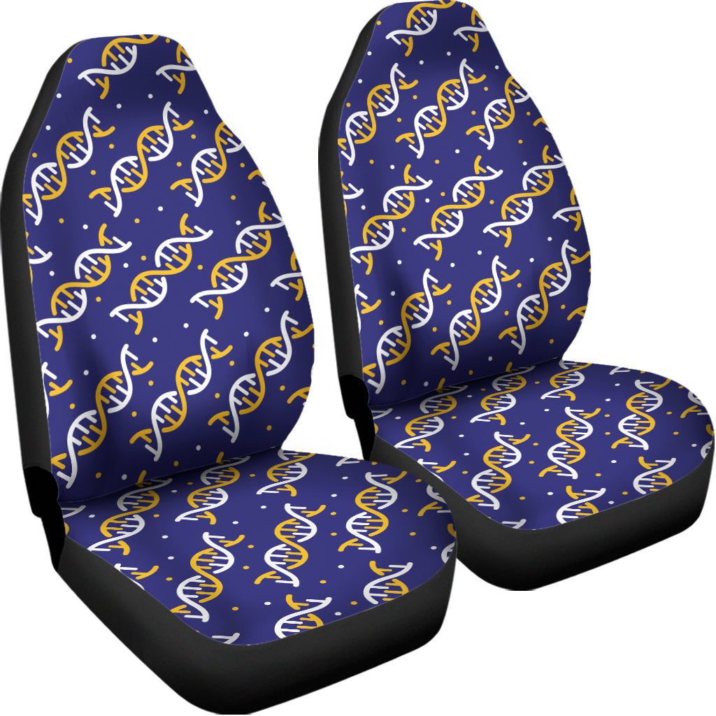 White And Yellow DNA Pattern Print Universal Fit Car Seat Covers