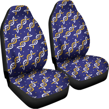 White And Yellow DNA Pattern Print Universal Fit Car Seat Covers