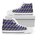 White And Yellow DNA Pattern Print White High Top Sneakers
