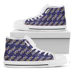 White And Yellow DNA Pattern Print White High Top Shoes