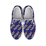 White And Yellow DNA Pattern Print White Slip On Shoes