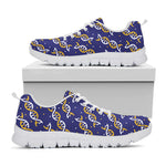 White And Yellow DNA Pattern Print White Sneakers
