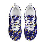 White And Yellow DNA Pattern Print White Sneakers