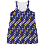 White And Yellow DNA Pattern Print Women's Racerback Tank Top