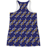 White And Yellow DNA Pattern Print Women's Racerback Tank Top