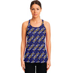 White And Yellow DNA Pattern Print Women's Racerback Tank Top