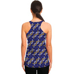 White And Yellow DNA Pattern Print Women's Racerback Tank Top